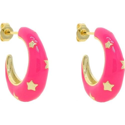 Wholesale Lots Bulk Women Stud Earrings Moon Star Stud Pink Green Neon Enamel Earring Hot 2021 NEW Us Style