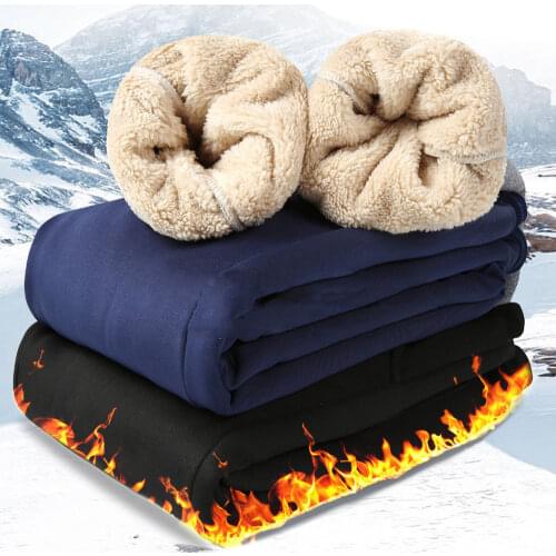 Winter Pants Men Thicken Fleece Lined Warm Sweatpants Men Fashion Joggers Sports Pants Casual Solid Color Sweatpants Plus Size