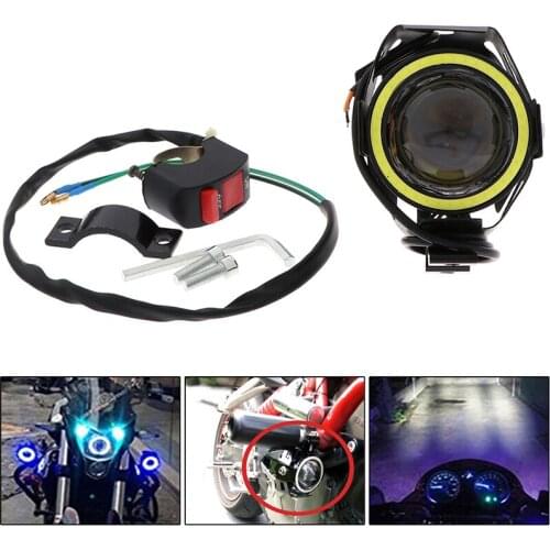 1 Set Of U7 Motorcycle Headlamp Angel Eye Lamp Led Fog Lamp + Switch Set Aluminum Alloy Frame / U7 Lamp Bead 10w