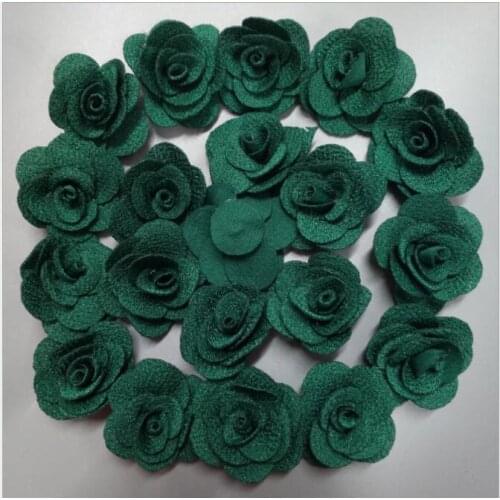 100Pcs/Bag Dark Green Hand Made DIA 3.5Cm Silk Rose Artificial Flower For Wedding Bouquet Decoration Flower DIY Hair Accessoires