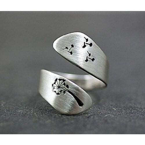2021 Fashion Adjustable Engraving Dandelion Rings For Women Men Personality Opening Finger Ring Wedding Party Anillos Jewelry