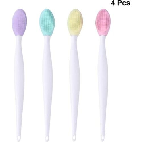 4pcs Dog Toy Dog Chew Toys Dog Toothbrush Pet Molar Tooth Cleaning Brush Soft Silicone Brushes with Curved (Random Color)