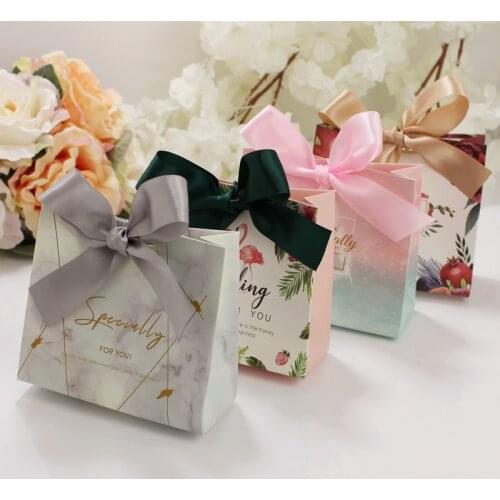 5pcs Upscale European Famingos Candy Bag French Thank You Wedding Favors Gift Box Package Birthday Party Favor Bags