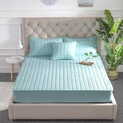 ADOREHOUSE Washable Bed Cover Queen Size Breathable Solid Color Mattress Cover Embossed Quilted King Mattress Protector
