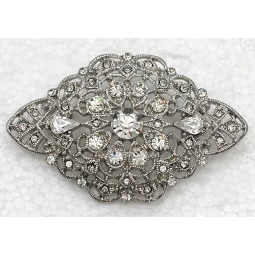 Flower Brooch Clear Rhinestone Bridal Wedding party Pin brooches C711 A