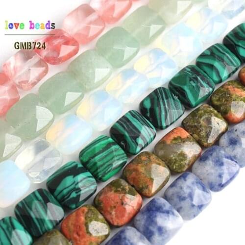 8*8mm Natural Stone Beads Faceted Cherry Quartz Opalite Opal Square Loose Beads for Jewelry Making DIY Bracelet 25pcs/Strand