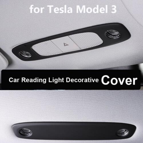 Carbon fiber Reading Light Cover for Tesla Model 3 Imitate Car Interior Accessories Patch Front Rear Reading Light Decorative