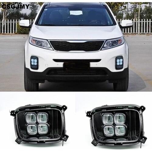 CSGJMY 2PCS Car DRL Daytime Running Light LED Daylight Waterproof fog lamp Cover car Styling lights For KIA Sorento 2013 2014