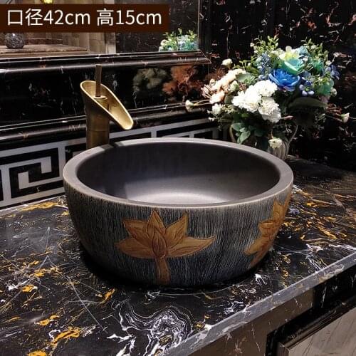 Jingdezhen Bathroom ceramic sink wash basin Counter Top ceramic Wash Basin Bathroom Sinks hotel