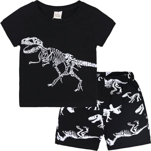 Kids Clothes 2021 Summer Baby Boys Girls Clothing Sets Cotton Cartoon Pajamas Outfits Short-Sleeved Tops+Pants 2 Piece Suits