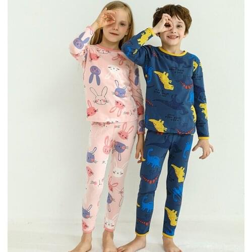 Kids Underwear Boys Girls Undershirt Long Sleeve Kids Pajamas Autumn Cartoon Warm Toddler Sleepwear 3-13Y Kids Long Johns Set