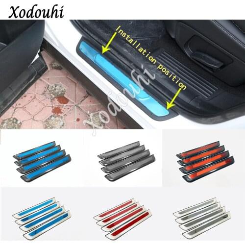 For Hyundai Santa Fe SantaFe 2019 2020 Car Styling Stainless Steel Pedal Door Sill Scuff Plate Cover Outside External Threshold