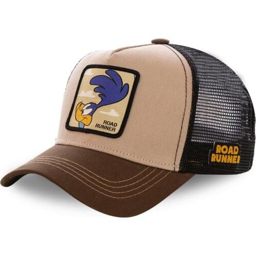 ROAD Runner Khaki Mesh Hat Summer Baseball Cap Women Men Snapback Cartoon Net Hat Drop Shipping