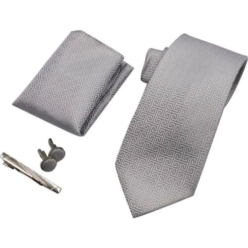 New Design Gentlemen Plaid Checked Polyester Tie for Men Striped Silver Purple Necktie for Wedding Fashion Tie Suit Social Pary