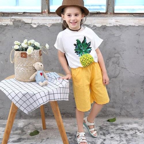 Girls Clothes Sets Summer Print Cotton T-SHIRT+PANTS 2pcs Suits Toddler Girls Clothes Children Clothing Vetement Enfant Fille