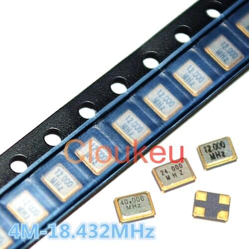 3225 3.2*2.5mm Oscillator Crystal 4M 5M 6M 6.144M 7.3728M 8M 8.192M 10M 11.0592M 12M 16M 18.432MHz
