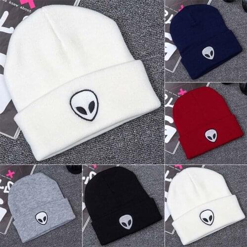 Hot Selling Winter Knitting Warm Hat Alien Embroidery Daily Slouchy Hats Beanie Cap Outdoor Skiing Caps -B5