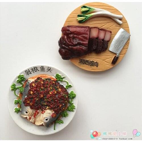 Chinese food gourmet bacon fish seafood resin fridge magnet three-dimensional magnetic stickers