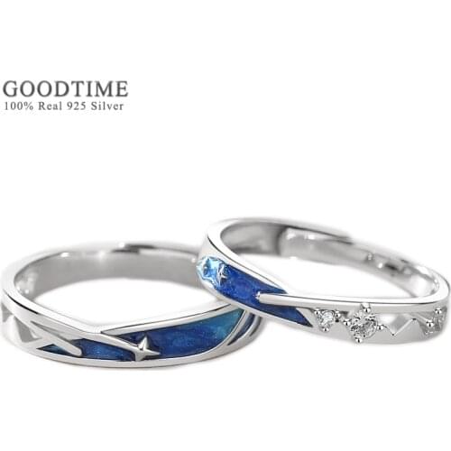 Fashion Meteor Shower Couple Rings Sterling Silver Men And Women Ring Wedding Engagement Star Zircon Ring Jewelry Accessories