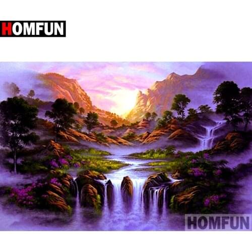 HOMFUN Full Square/Round Drill 5D DIY Diamond Painting "Sunset scenery" Embroidery Cross Stitch 5D Home Decor A08666