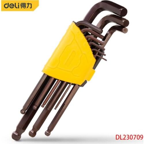 Deli 9Piece Set Of Extended Ball-End Hexagon Wrench S2 Steel Material ConstructionSite/Company/Household/Electrician Maintenance