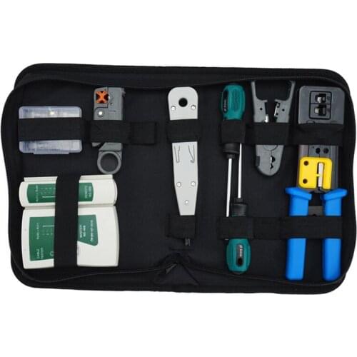 Network Tool Kit Set, Crimp Tool Rj45, Cat5 Cat6 Cable Tester Repair Wire Stripping Cutter, Rj45 Coax Plug Crimping, Rj11 Wire