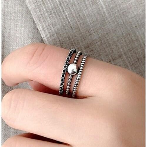 New Trendy Charm Beads Rings For Women Men Boho Knuckle Party Rings Punk Cocktail Jewelry Girls Gift