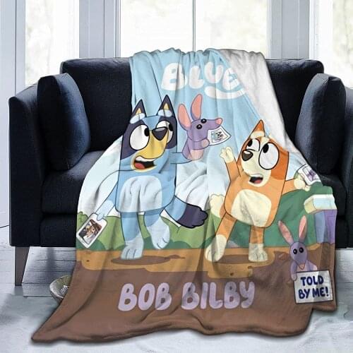 Blue Dog Blanket Comfortable Warm Soft Flannel Air Conditioning Blanket Bed Sofa Travel Bedroom Living Room Blanket