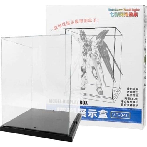 Clear Acrylic Display Box With Colorful Light Dustproof Action Figure Showcase