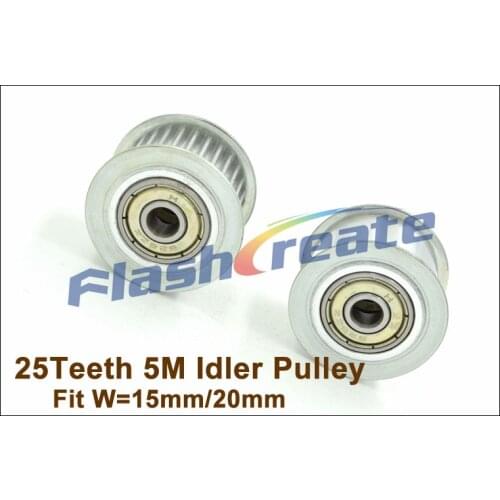 25 Teeth 5M Idler Pulley Passive Pulley Bore 5/6/7/8/10/12/15mm Fit W=15/20mm HTD5M Timing Belt 25T 25Teeth 5M Tension Pulley