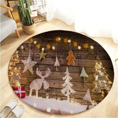 Christmas Round Carpet Rug KAWAI Cartoon Floor Rug for Living Room Bedroom Kid Room Non-Slip Flannel Play Mat Round Carpet
