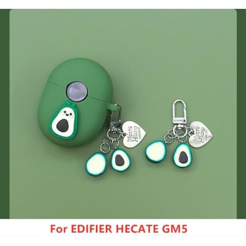 DIY Avocado Silicone Shockproof Anti-Scratch Protective Case Cover With Carabiner For EDIFIER HECATE GM5 Headphone Case