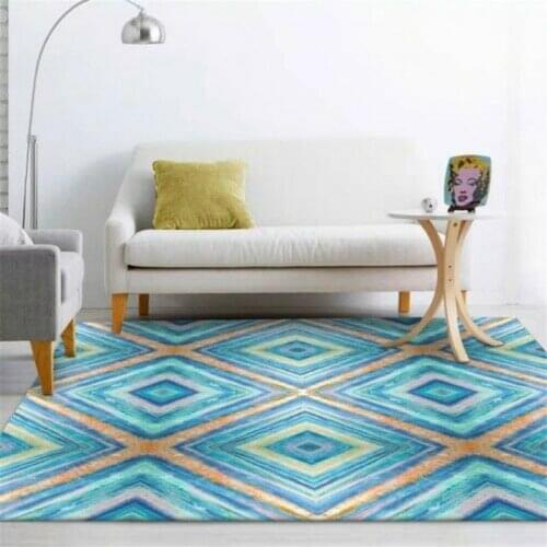 Blue Watercolor Diamond Geometric Carpet Nordic Carpet Rugs Hall Entrance Mat