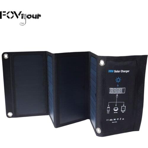 FOVigour 28W Foldable Solar Charger For Mobile Phone For Travel Fast Charging USB Solar charge