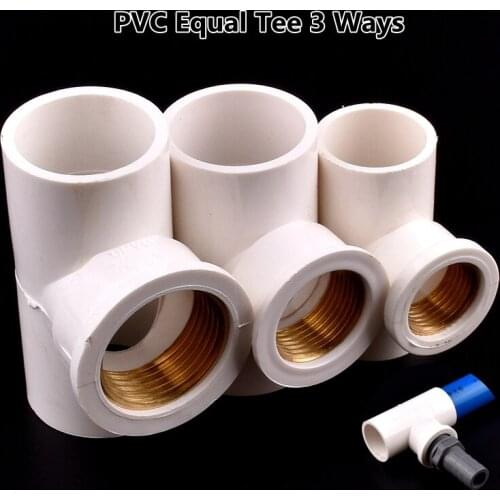 1/2~3/4~1 Inch Copper Female Thread PVC Equal Tee 3 Ways Connector Fittings Irrigation System Water Supply Aquarium joints