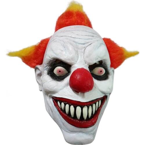 Adult Latex with Hair Halloween Mask Scary Ghost Clown Face Fancy Party Costume Dress Props Mask
