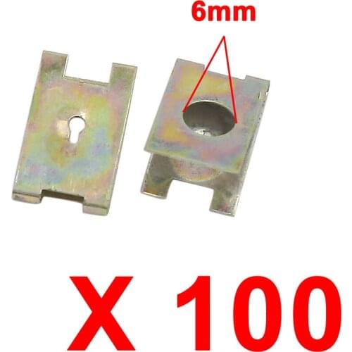 X Autohaux 100Pcs U-Type Metal Rivets Door Panel Screw Fastener Clips 6Mm Hole Dia For Car