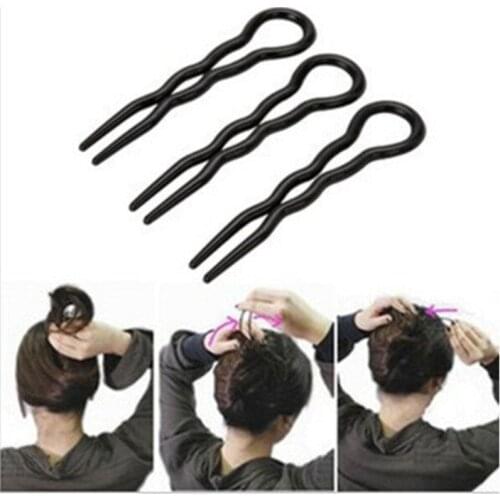 3Pcs Professional Hair Makeup Round Bun Maker Accessory Black Brown Hair Clips Toe Plastic Bobby Pins Tools