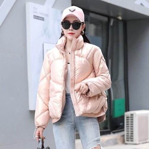 Pink Jacket Women Winter Warm Bread Parka Short Padded Casual Thick Stand-callor Oversized Cotton Coat Femme Parkas e022