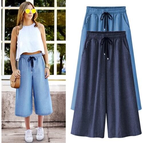 Plus Size M-5XL/6XL/7XL New Summer Fashion Style Big Size Women Jeans 2020 Student Elastic Waist Calf-Length Jeans Pants Vestido