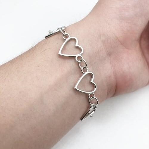 Indie Goth Metal Hollow Heart Bracelet For Women Egirl Cosplay Aesthetic Grunge Accessories Unif Jewelry