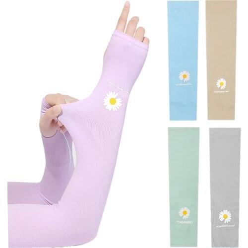 GOBYGO 1 Pair Cycling Sleeves Sun Protection Breathable Skin-Friendly Cold Feeling High Elasticity Outdoor Running Walking Women