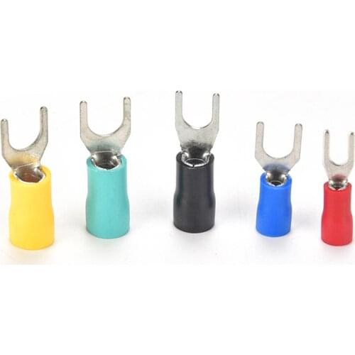 200pcs insulated round end SV1.25-5 SV2-4 SV3-5 O type terminal brass insulated spade crimping wire and cable connector