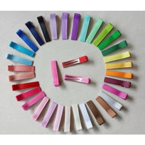 DIY Bows Hair Clips Accessories Cover Ribbon Lined Double Prong alligator Clip teeth hairpins metal Barrettes 1pair FJ3201