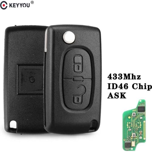 KEYYOU 433Mhz ID46 ASK Car Remote Key Control For Peugeot 107 207 307 308 407 607 For Citroen C2 C3 C4 C5 C6 C8 Xsara Picasso