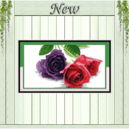 Deep love,Pattern print on cloth DMC 11CT 14CT Cross Stitch kit,needlework embroider for Set,Flowers roses DIY Crafts Home Decor