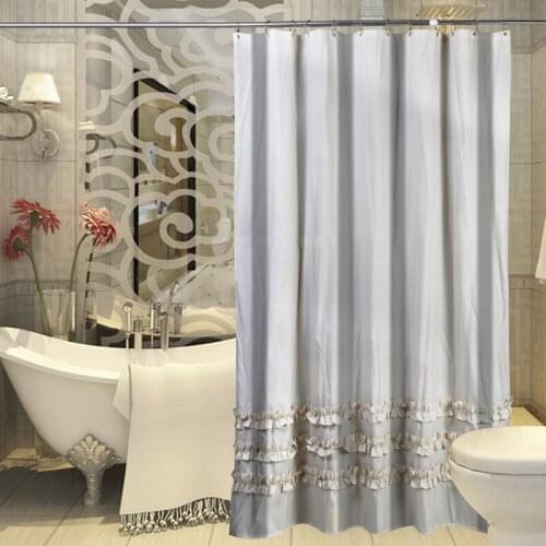European Style Shower Curtain Fabric Mildew Resistant Waterproof Bath Curtains for Bathroom 12pcs Hooks