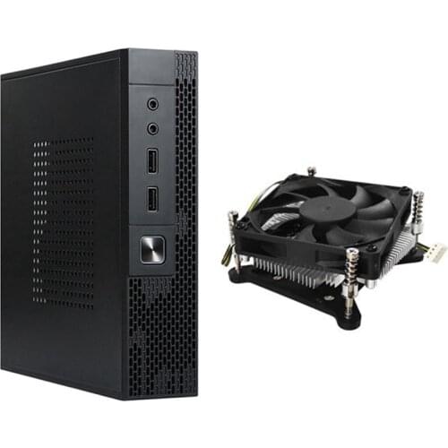HOT-TX02 ITX Case+27mm Cooling Fan for HTPC Chassis Case Mini Desktop Computer Case Industrial Control ITX Enclosure