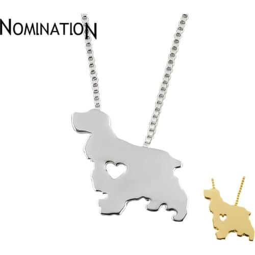 Cocker Spaniel dog necklace animal pendant jewelry golden colors plated