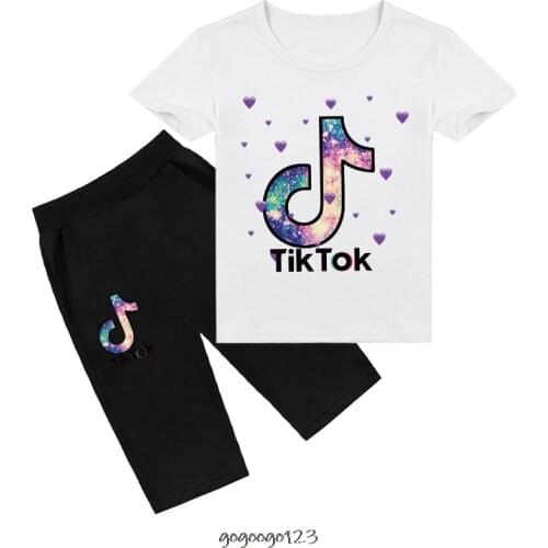 Tik Tok Set Clothes Summer Boys Clothing Suit Fashion Tik Tok Sets Casual Hip Hop Children Girls Clothes cotton funny